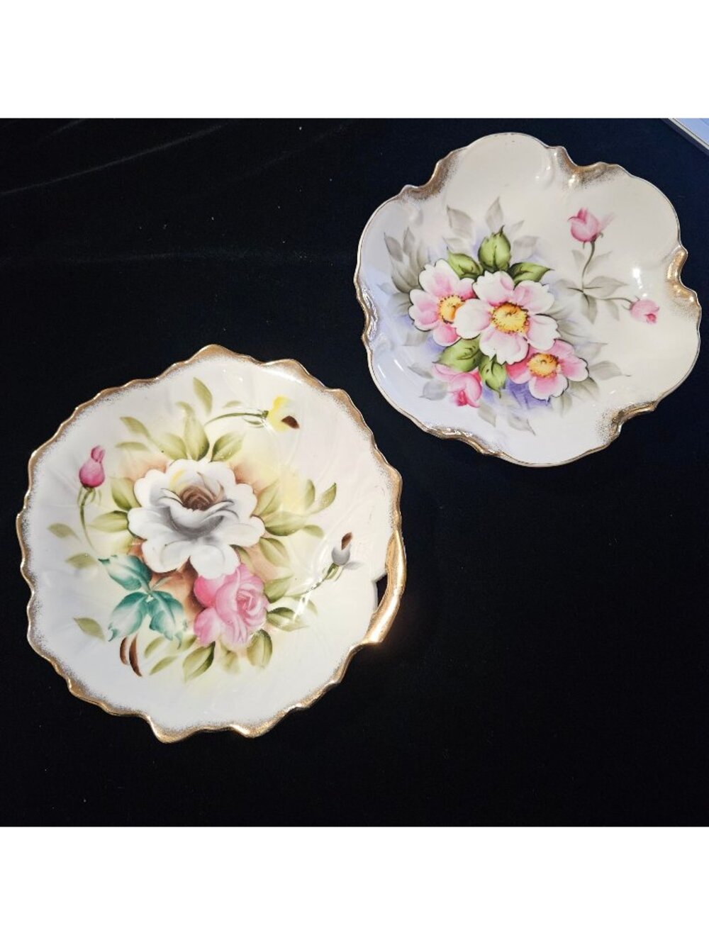 Ardalt Lenwile Floral Porcelain Decorative Bowl plates Gold Trim 2 Hand-Painted